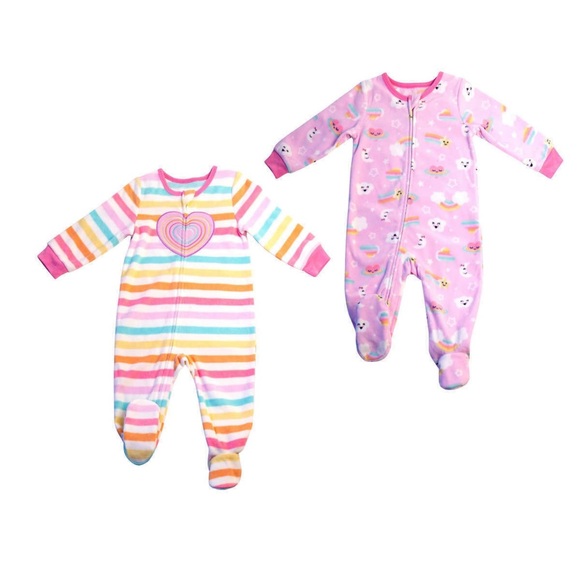 Absorba Kids' 2-pack Fleece Blanket Sleeper Heart Rainbow Stars Clouds ๐ - Picture 1 of 11